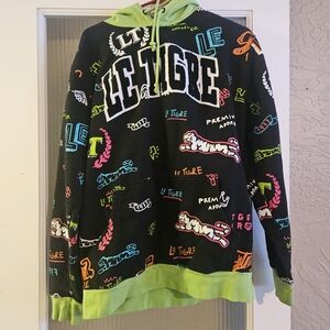 Le Tigre Multicolor Graphic Hoodie - Black and Green